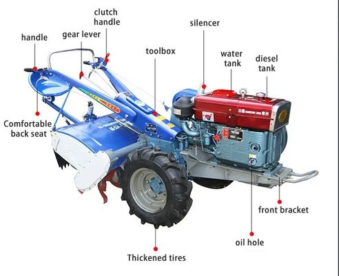 12hp περπάτημα του μίνι τρακτέρ 16hp χεριών περπατήματος diesel αγροτικών τρακτέρ 18hp